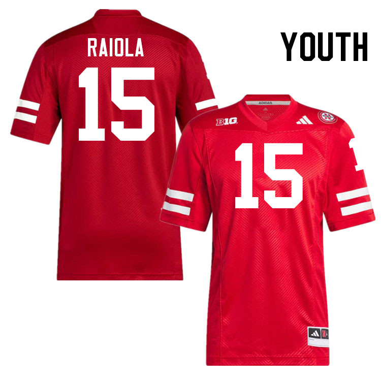 Youth #15 Dylan Raiola Nebraska Cornhuskers College Football Jerseys Stitched Sale-Scarlet